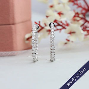 Inside Out Diamond Hoop Earrings 14 KT White Gold