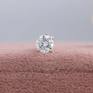 [Front View of Single Round Diamond Stud]-[Ouros Jewels]