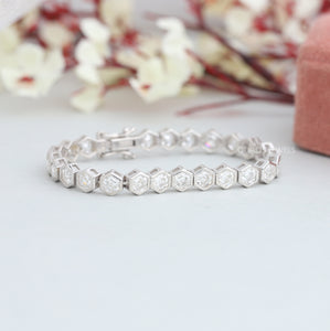 Hexagon Cut Bezel Set Diamond Tennis Bracelet