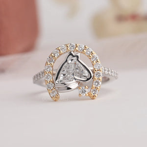 Antique Shape Horse Cut Horseshoe Diamond Ring