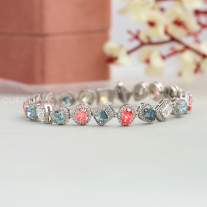 Multi Shape Halo Diamond Bracelet