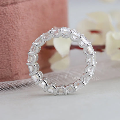 Emerald Cut Lab Diamond Full Eternity Wedding Band
