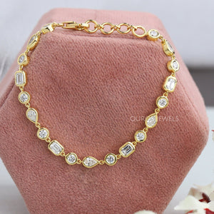 [Exquisite Multi Shape Bezel Set Tennis Bracelet]-[Ouros Jewels]