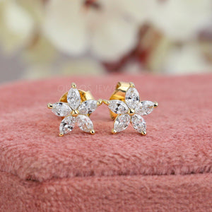 Marquise Diamond Earring In Floral Shape