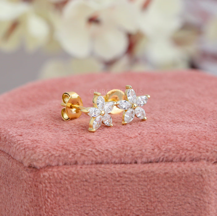 Marquise Diamond Earring In Floral Shape