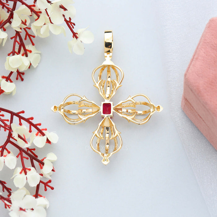 Gemstone Flower Necklace With Natural Ruby