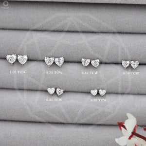 Heart Cut Lab Diamond Screw Back Earrings