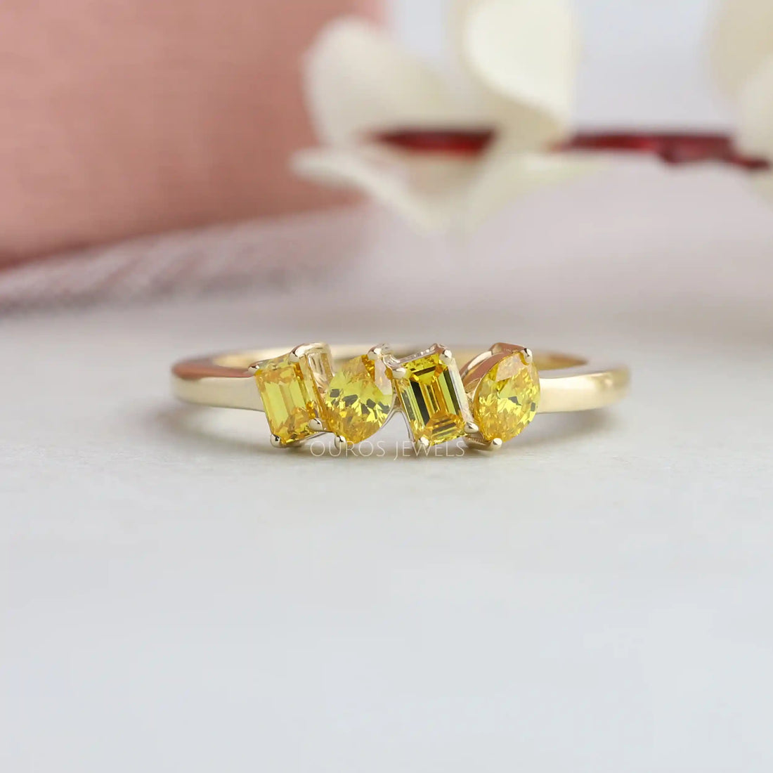 Yellow Marquise And Emerald Diamond Ring