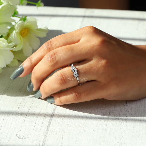 [Marquise And Round Diamond Cluster Ring]-[Ouros Jewels]