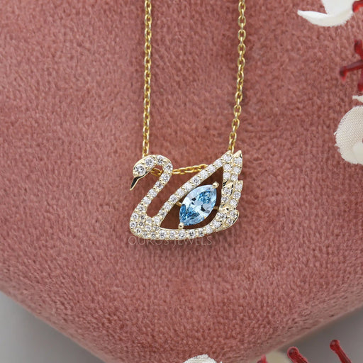 Blue Marquise Diamond Swan Necklace