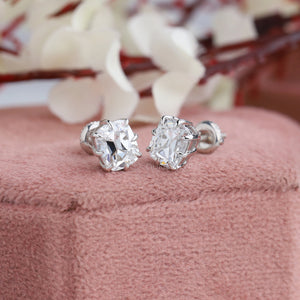 Old Mine Cushion Cut Lab Diamond Stud Earrings