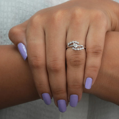 Bypass Style Pear Shaped Diamond Ring 14K White Gold