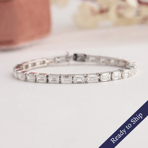 Emerald Cut Lab Grown Diamond Tennis Bracelet