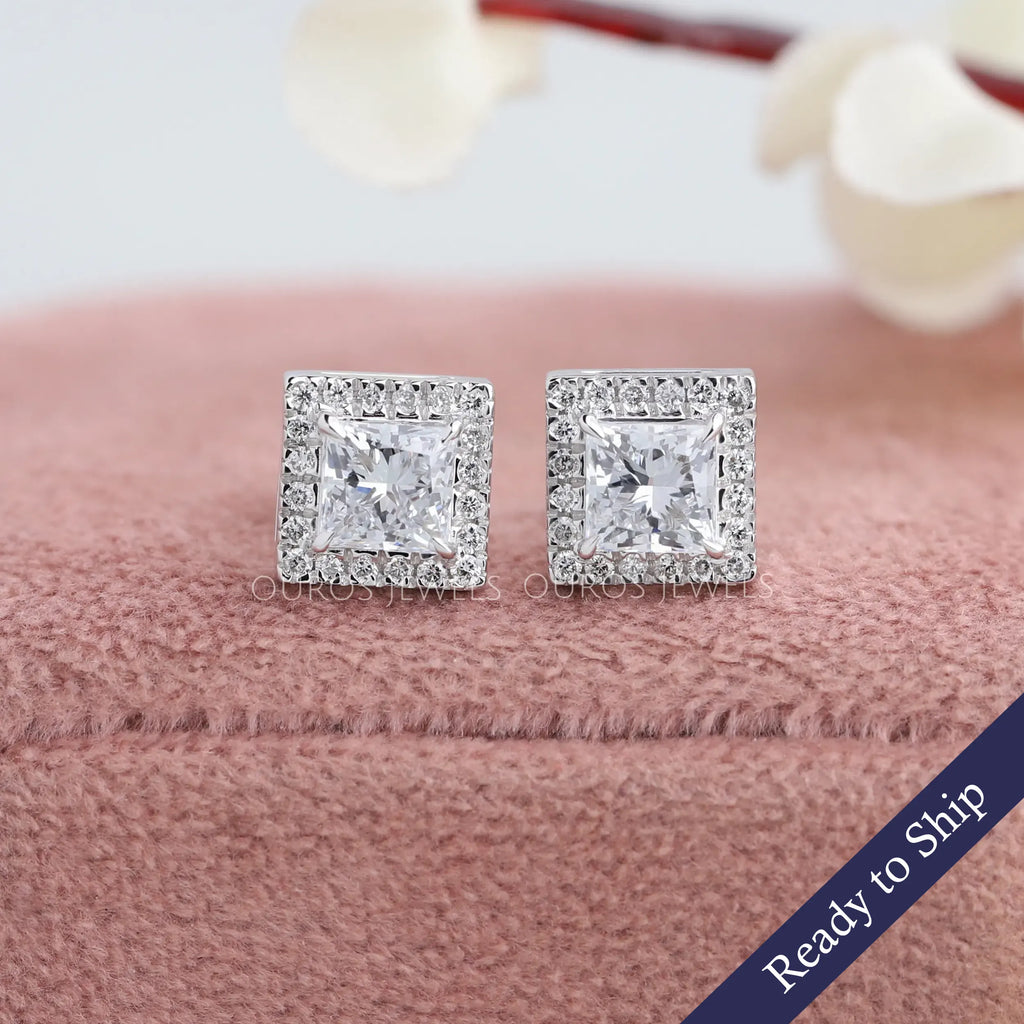 Princess cut diamond studs 14k white gold discount