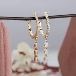 round and pear cut diamond drop dangle earrings