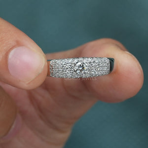 mens round diamond ring with cluster of smal round diamonds