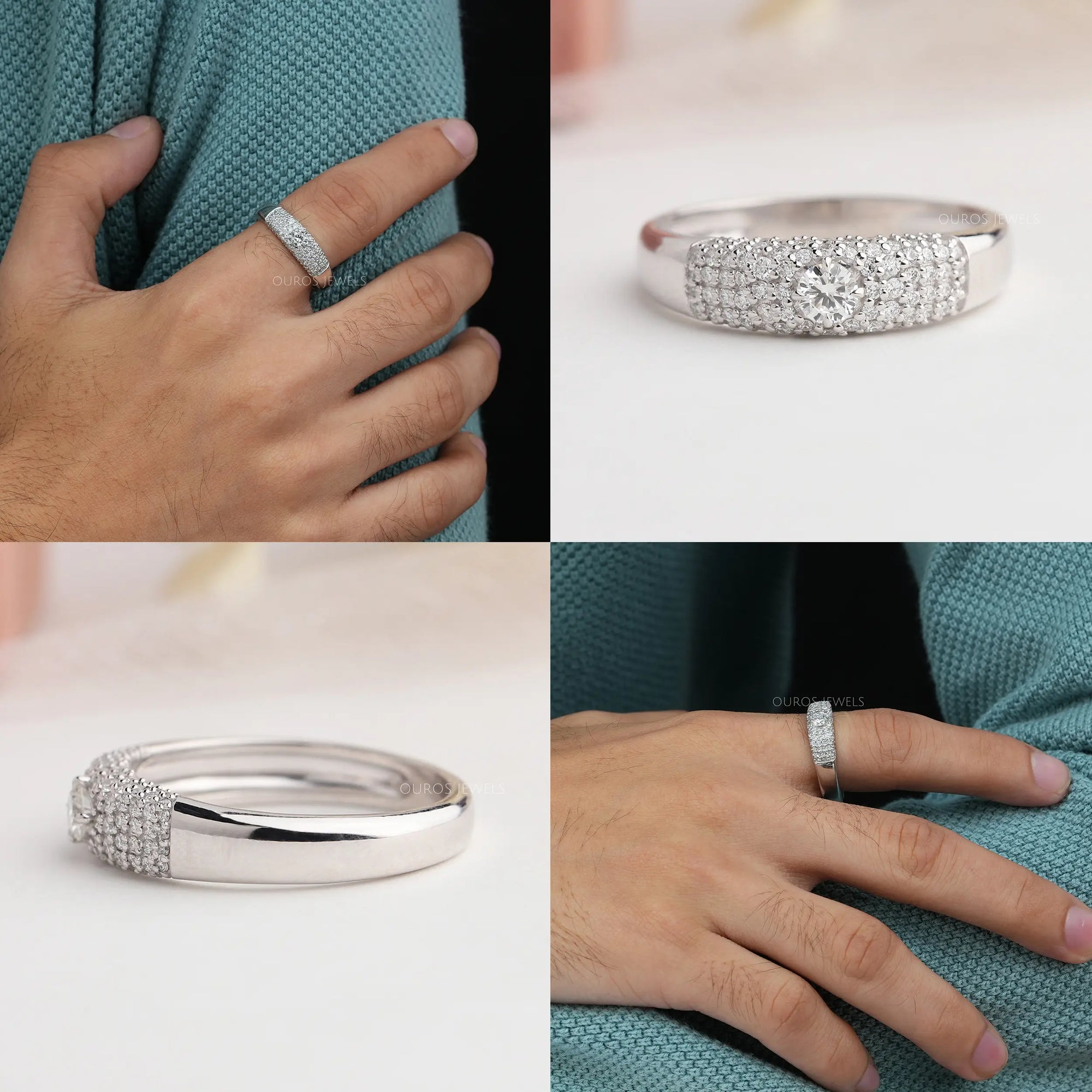 Mens Brilliant Round Cluster Diamond Ring