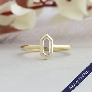 [Long Portrait Cut Diamond Solitaire Ring]-[Ouros Jewels]