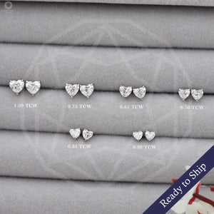 Heart Cut Lab Diamond Screw Back Earrings