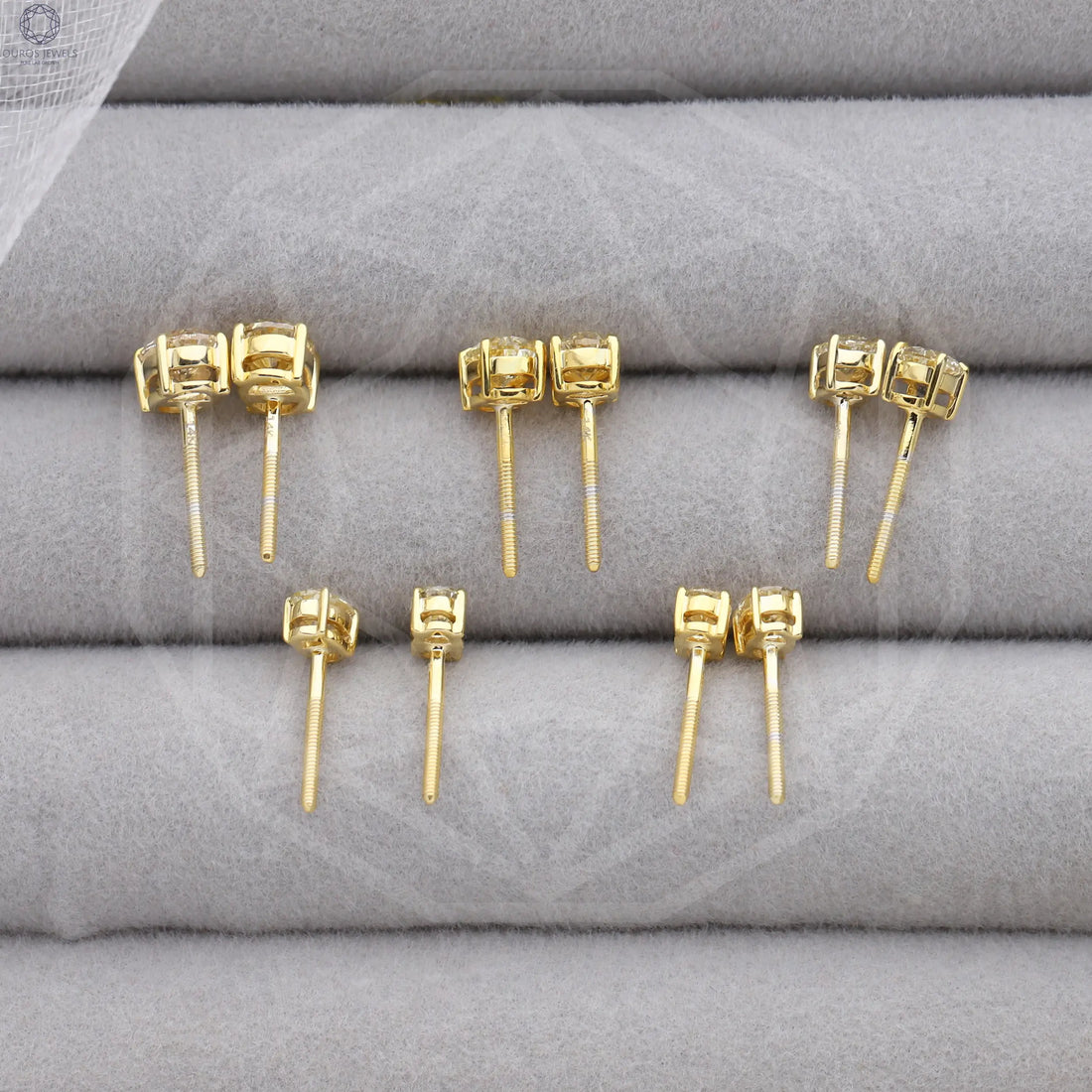 Yellow Oval Cut Lab Grown Diamond Screw Back Earrings