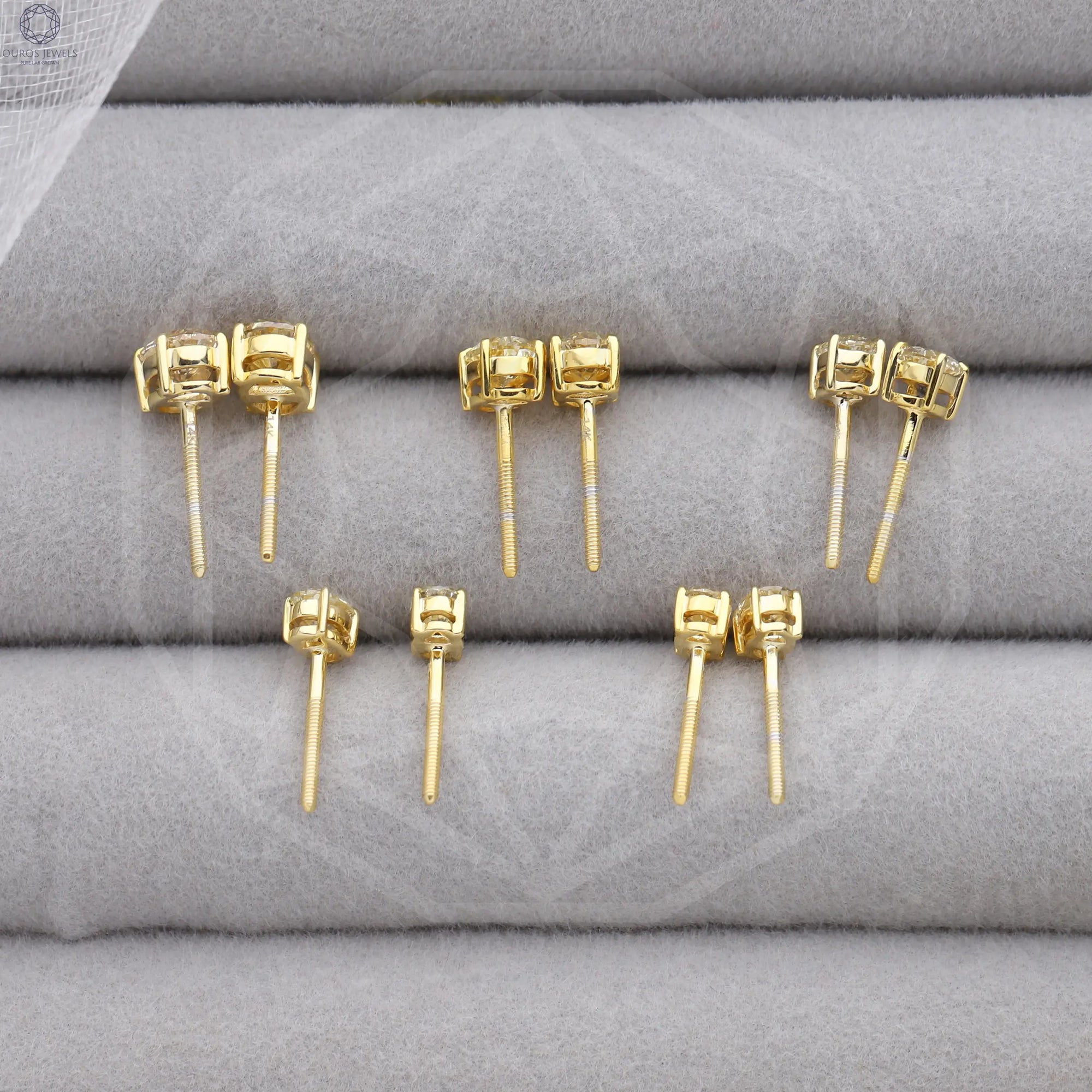 Yellow Oval Cut Lab Grown Diamond Screw Back Earrings