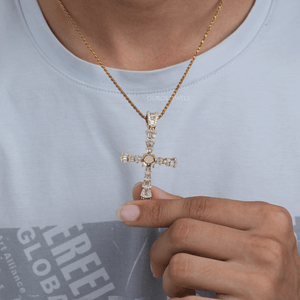 mens baguette diamond cross pendant 