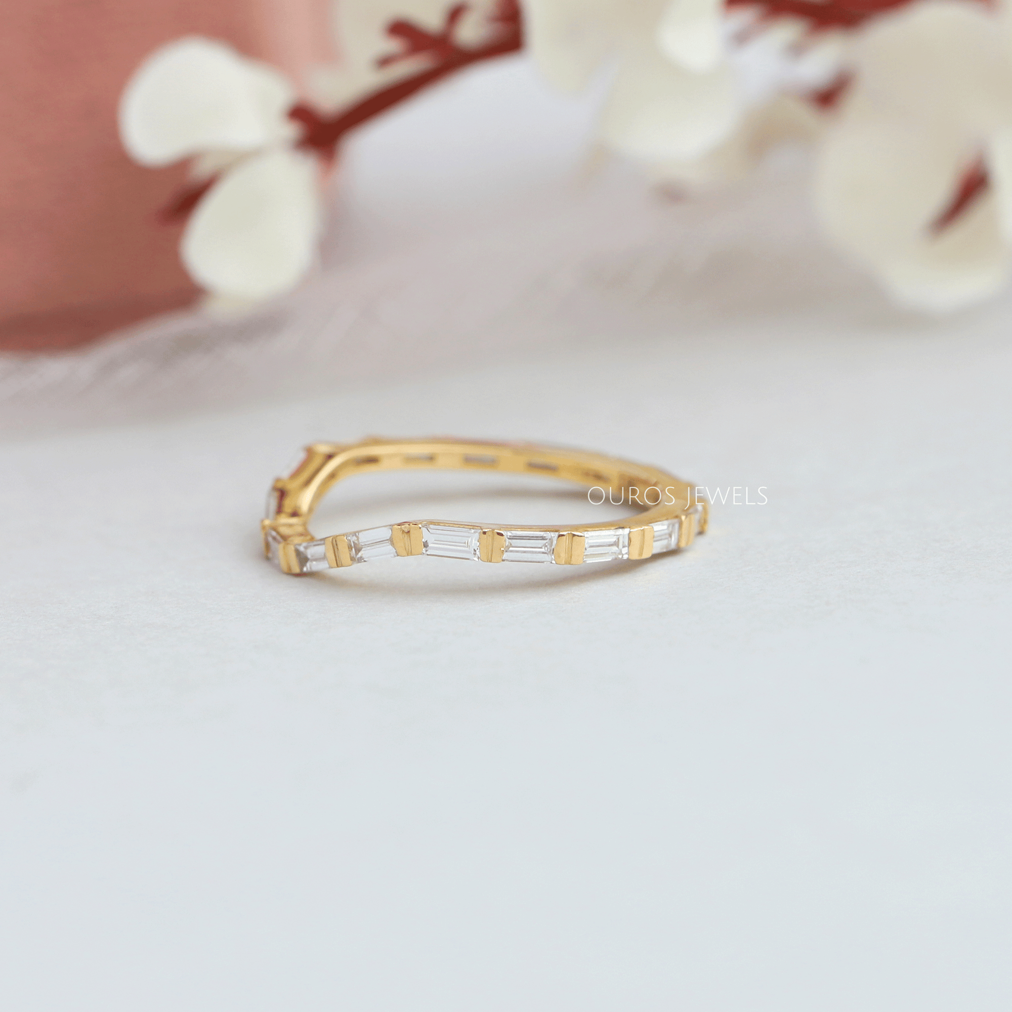 Baguette Cut Curved Eternity Band Rings
