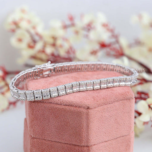 Baguette And Round Cluster Lab-made Diamond Tennis Bracelet