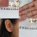 Collage view of Blue Cushion Lab Diamond Stud Earrings