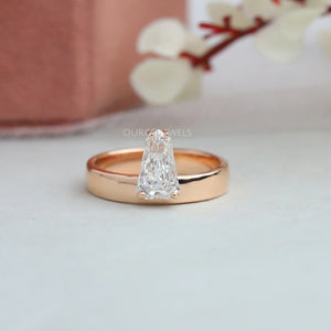 Bullet Cut Rose Gold Solitaire Engagement Ring