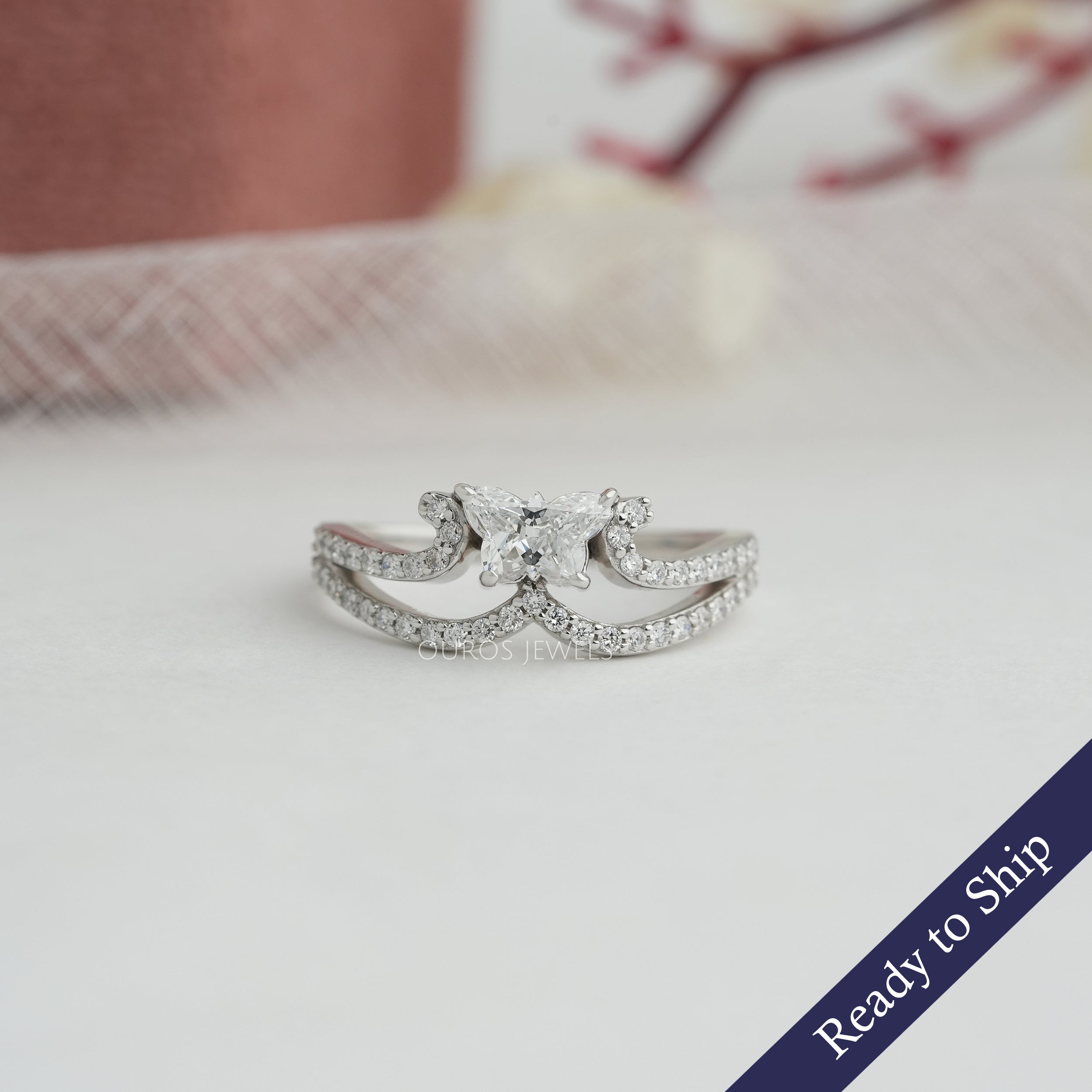 Butterfly Diamond Crown Style Dainty Ring