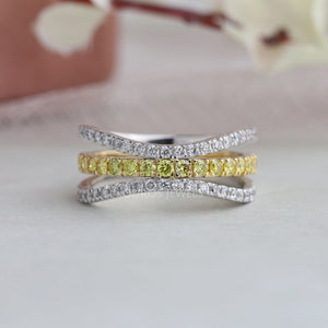 [3 Row Round Cut Lab Grown Diamond Eternity Band]-[Ouros Jewels]