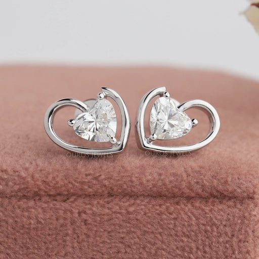 heart diamond earrings studs