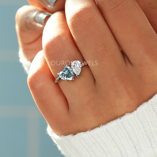 [Lab Grown Heart Diamond Toi Et Moi Ring]-[Ouros Jewels]