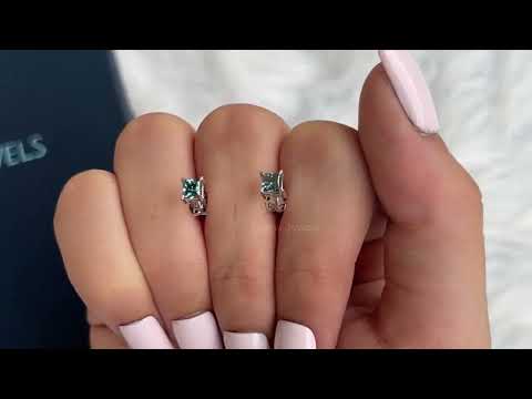 Youtube Video of Blue Diamond Princess Cut Earrings.