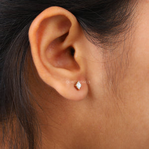 Kite Cut Diamond Stud Earrings With Lab Grown