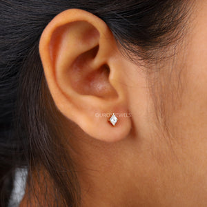 Kite Cut Diamond Stud Earrings With Lab Grown