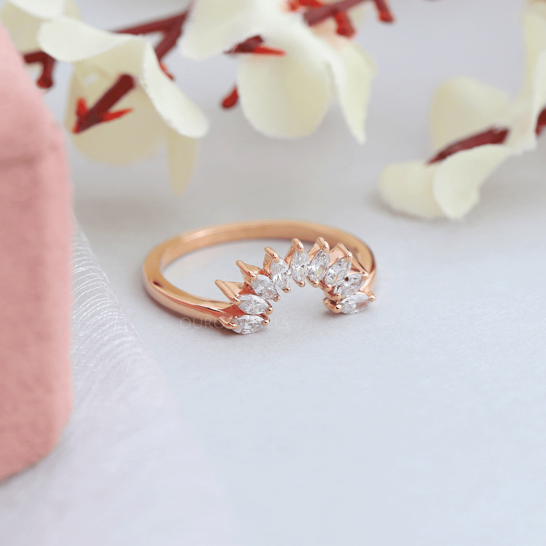 Marquise Diamond Curved Matching Wedding Band