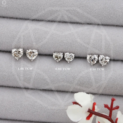 Olive Heart Cut Lab Diamond Screw Back Stud Earrings