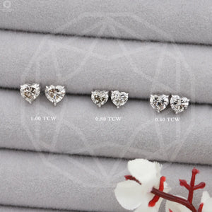 Olive Heart Cut Lab Diamond Screw Back Stud Earrings