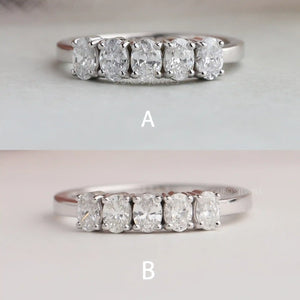 0.85 CTW and 0.55 CTW oval cut diamond 5 stone ring