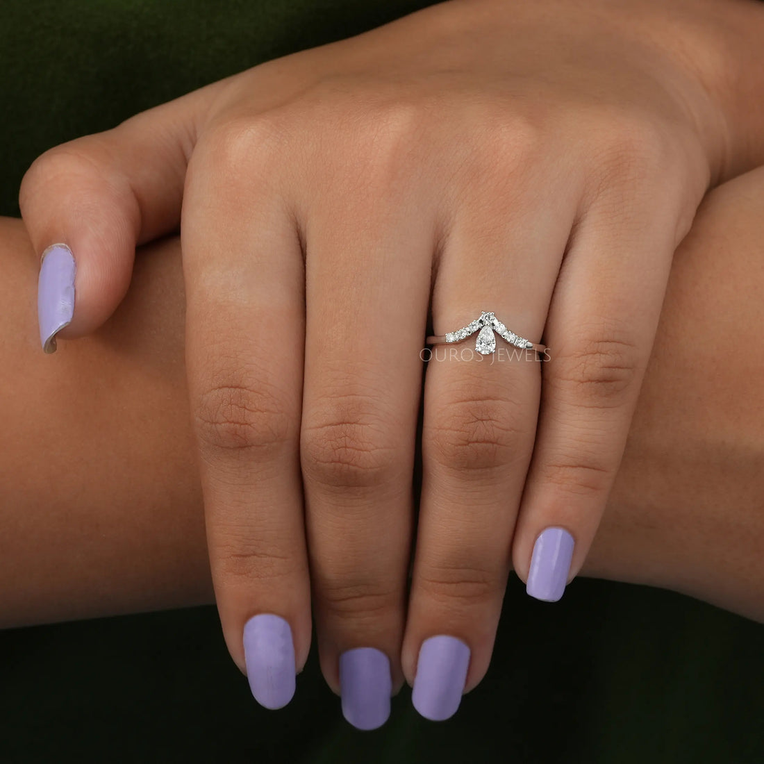 Pear Diamond Curved Wedding Band