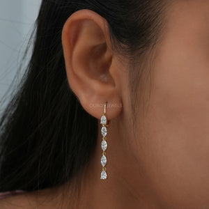 [Pear Diamond Drop Earrings]-[Ouros Jewels]