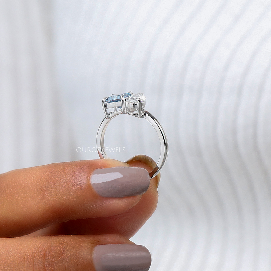 Pear and Princess Cut Toi Et Moi Ring Rings