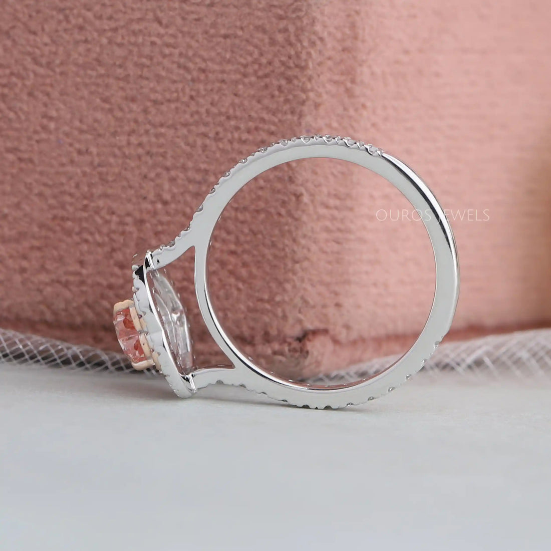 Pink Heart Diamond Double Halo Ring