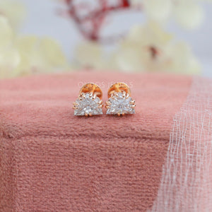 [Bullet Cut Stud Diamond Earrings for Women]-[Ouros Jewels]