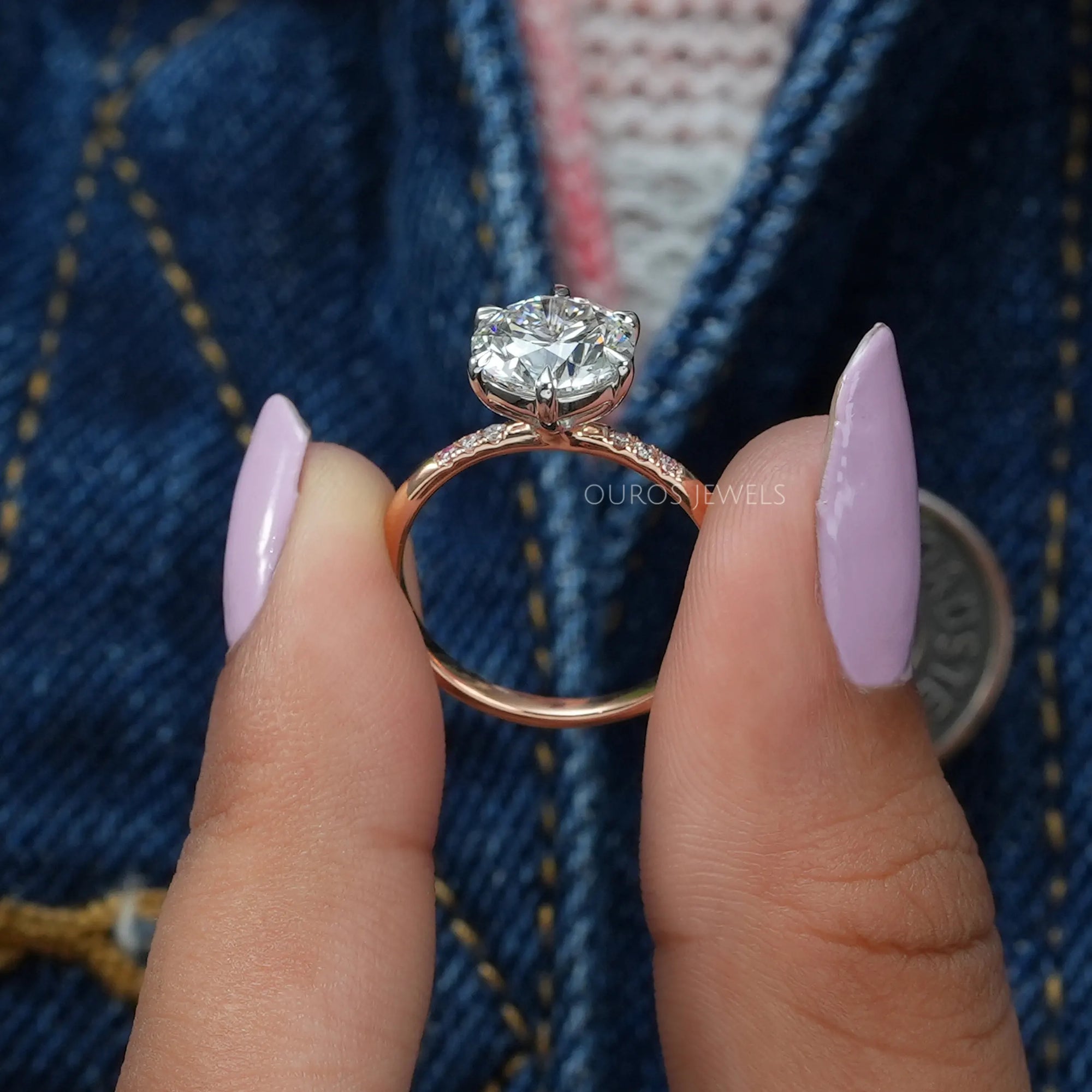 Rose Gold Round Shape Lab Diamond Ring