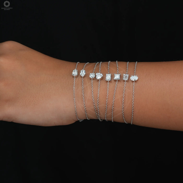 [A Women wearing Diamond Bracelets]-[Ouros Jewels]