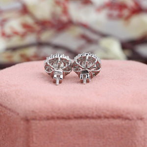 Round Cut Halo Diamond  Stud  Earrings