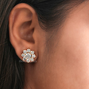 round diamond jacket earring